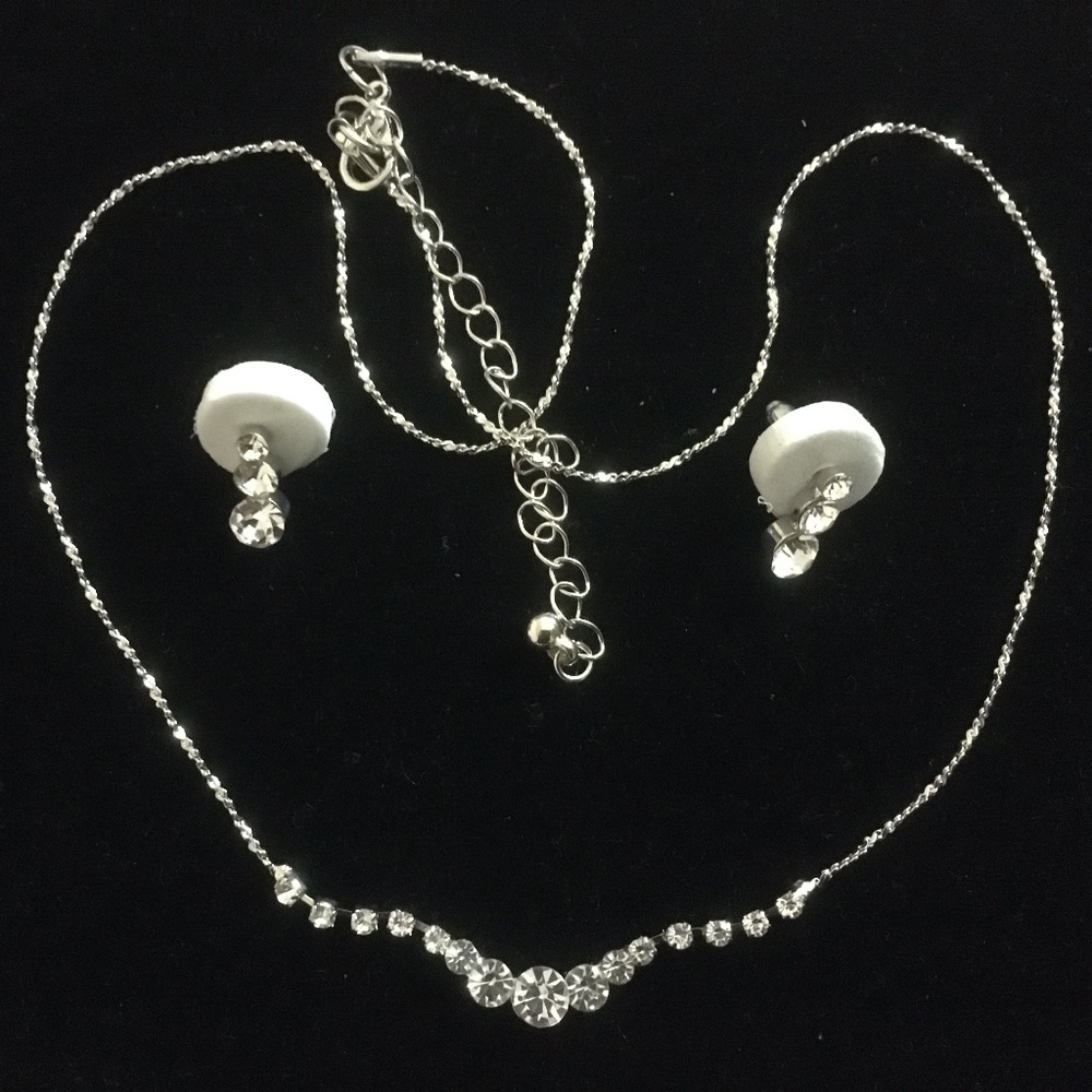 White stone Necklace and Earring Set